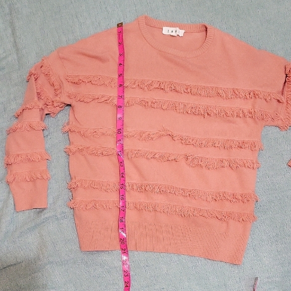 THML For Anthropology Boho Chic Coral Pink Fringe Sweater Oversized XS, Artsy - Picture 5 of 5